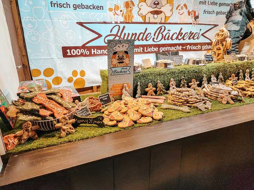 a stall in the angel market selling specialty dog treats.