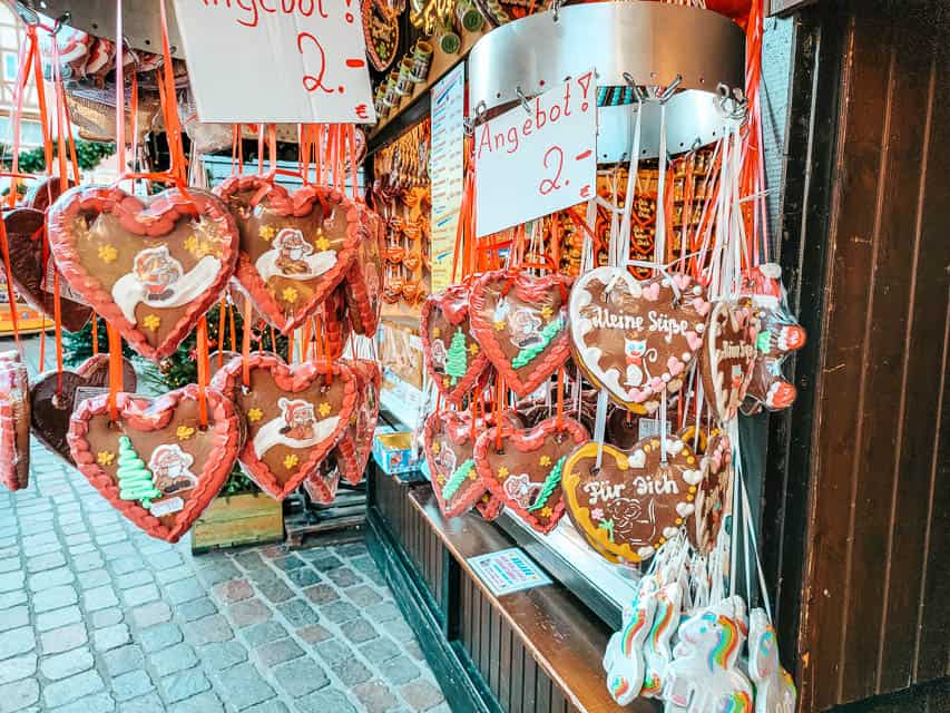 A stall selling decorative gingerbread ornaments in Trier.