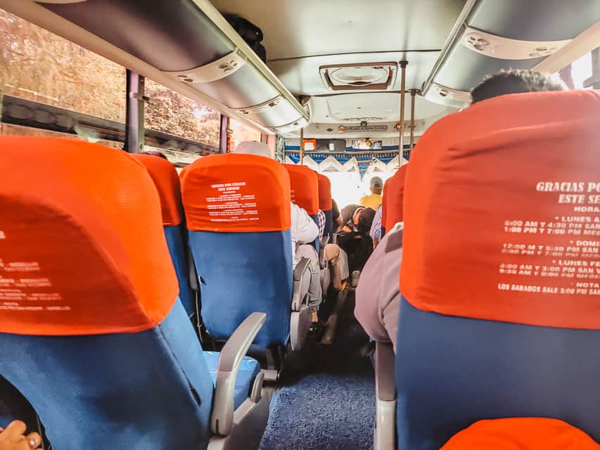 A view of the inside of a bus in Colombia.
