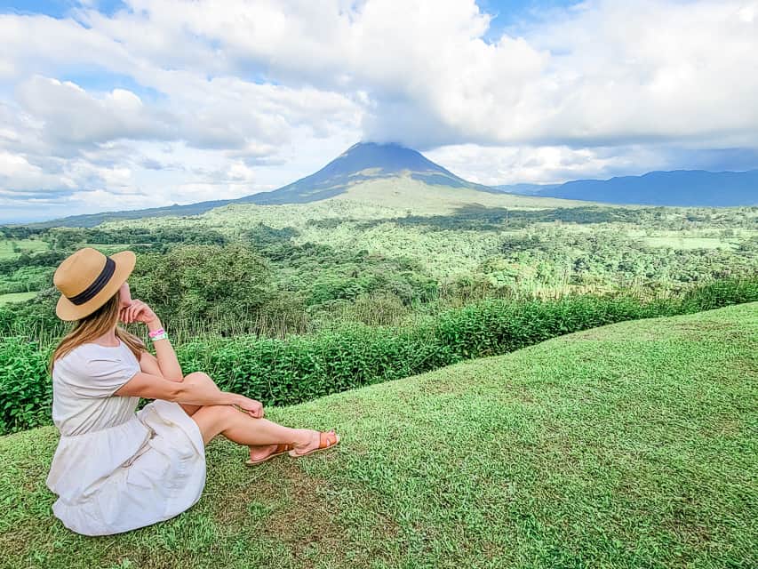 Views from Mistico Park to the Arenal Volcano - a wide valley with the volcano rising dramatically up in the distance. This is one of the best things to see in La Fortuna.
