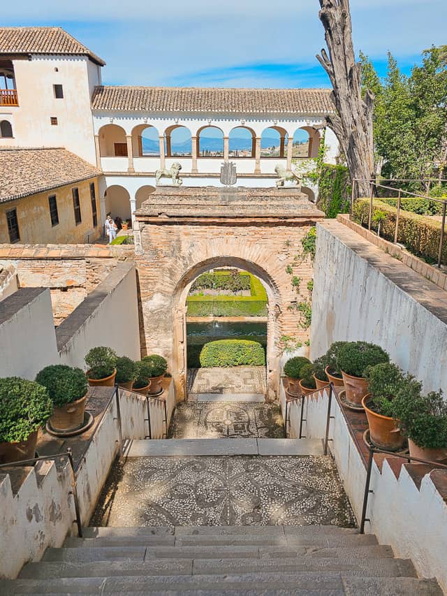 Stairs down into the gardens of Generalife.