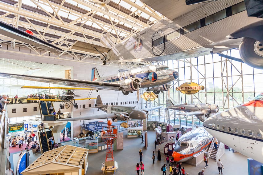 View of planes in a Smithsonian.