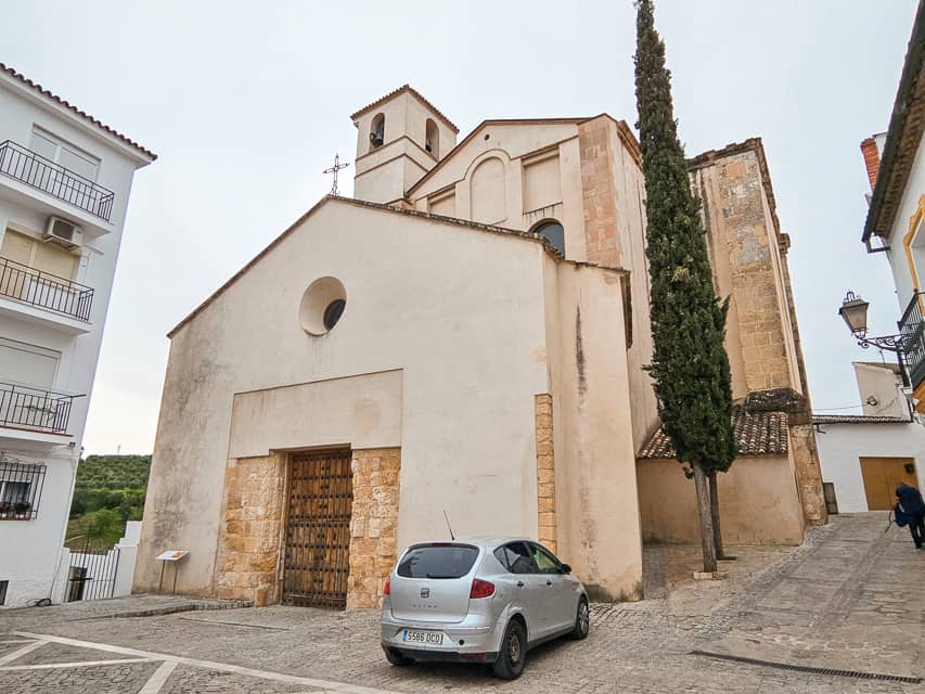 Iglesia Nuestra Senora de la Encarnacion is a tan, Spanish style church with one bell tower.