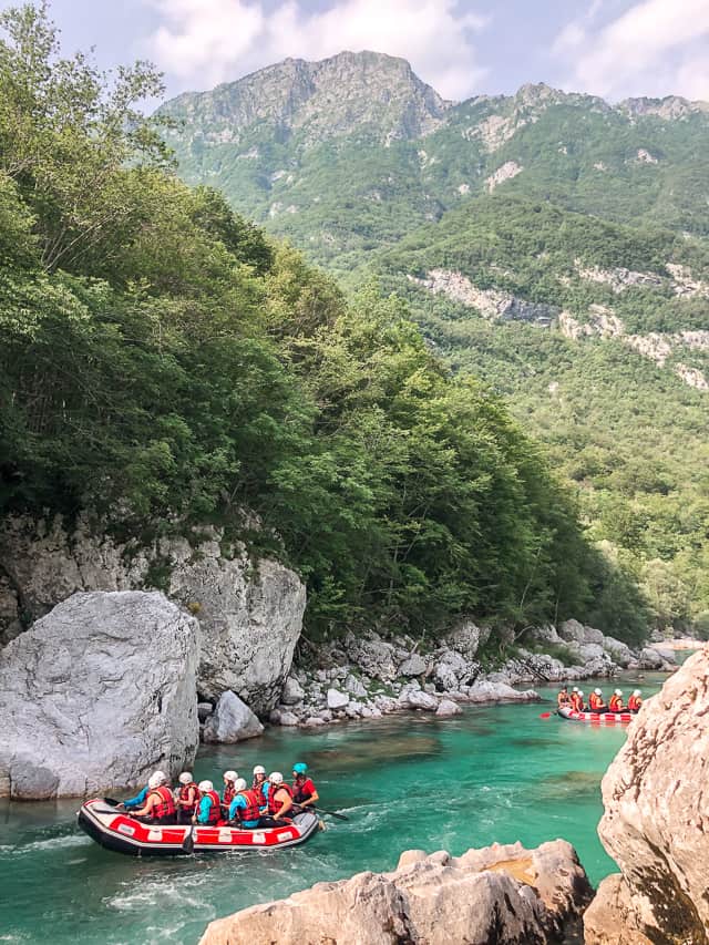 2 groups of rafts go down the Soča River which is one of the most fun and gorgeous places in the area.